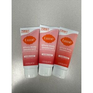 Lume Whole Body Deodorant Peony Rose Invisible Cream 2.2oz 3 Pack Aluminum Free